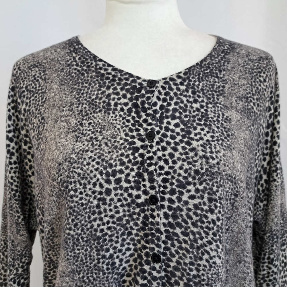 Talbots Animal Print Button Front Cardigan - Picture 2 of 11